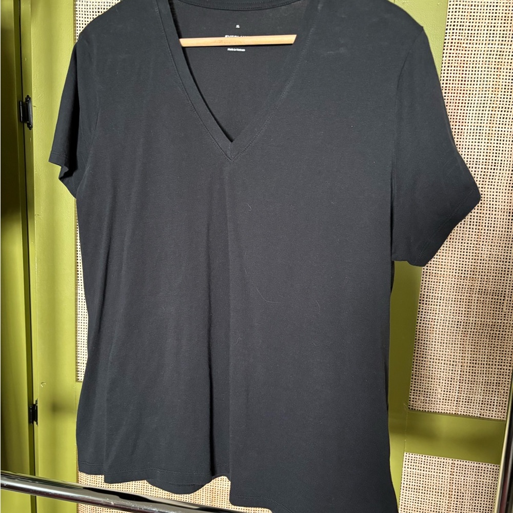 Black V-Neck Women's Top